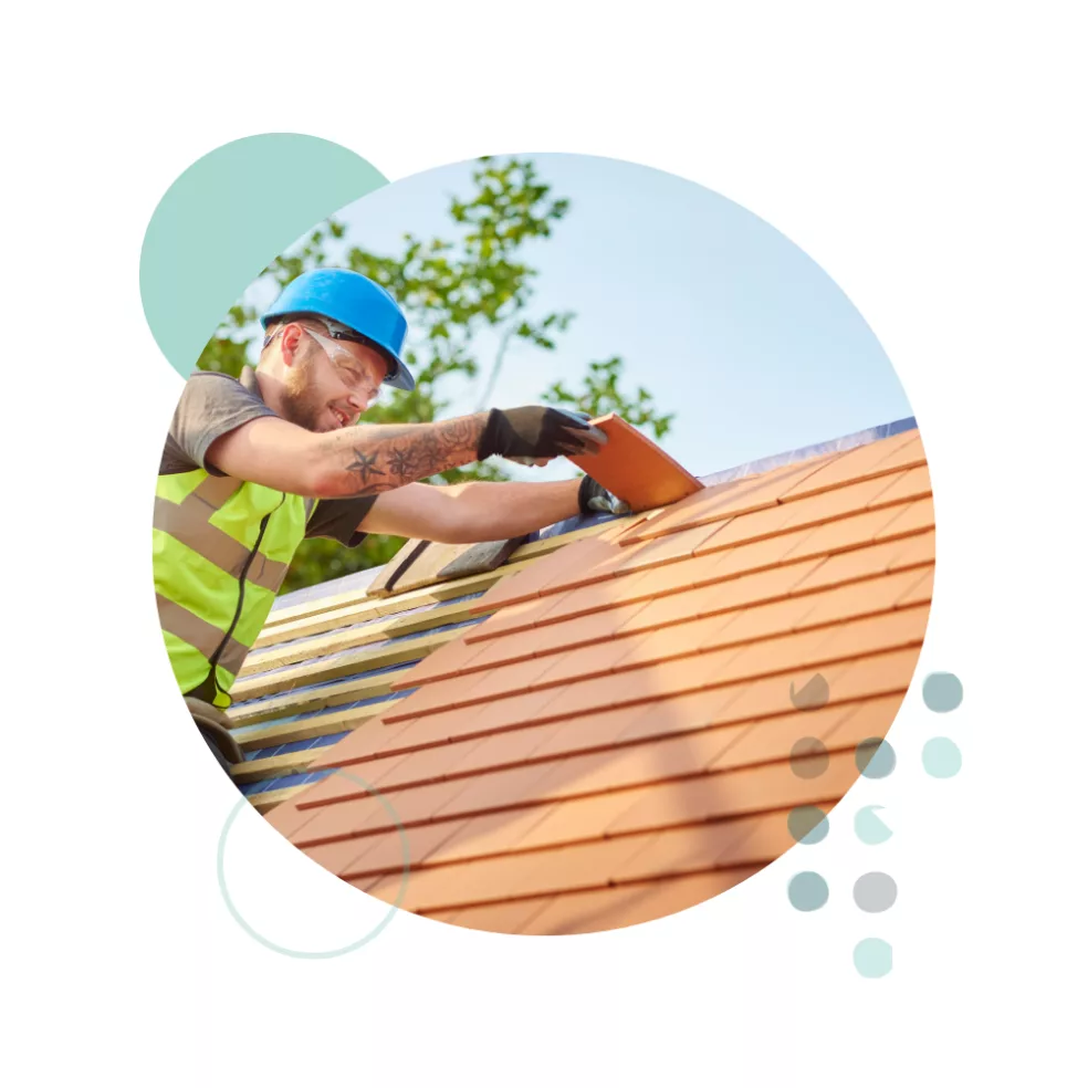 Roofer Nailing Clay Tiles